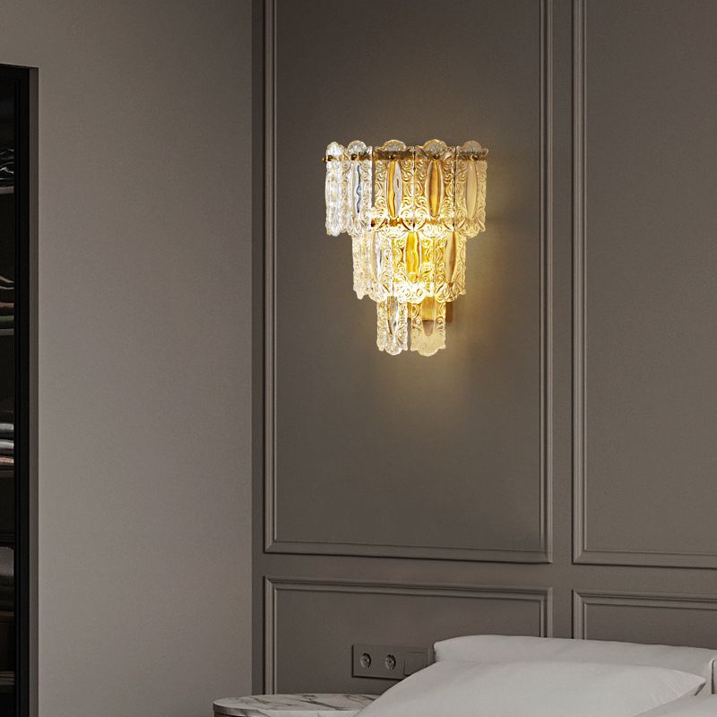 Multiple-Light Geometric Wall Light Fixture Modern Crystal Wall Sconce Light