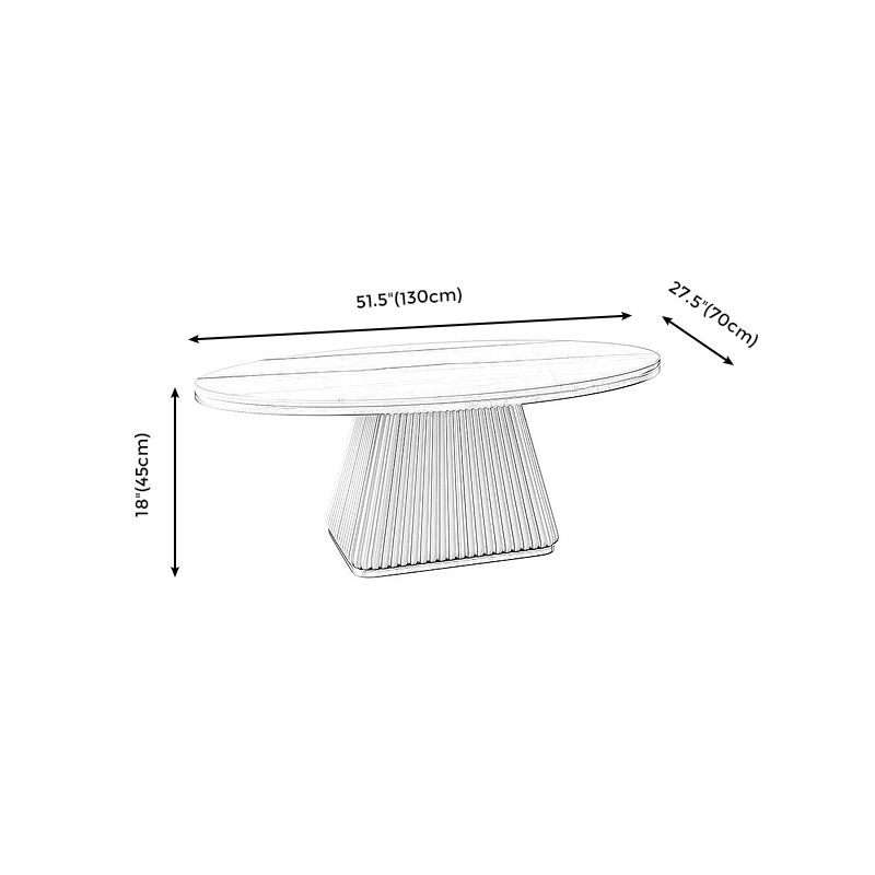 Square Block Base Design Rock Plate Top Metal Base Oval Coffee Table