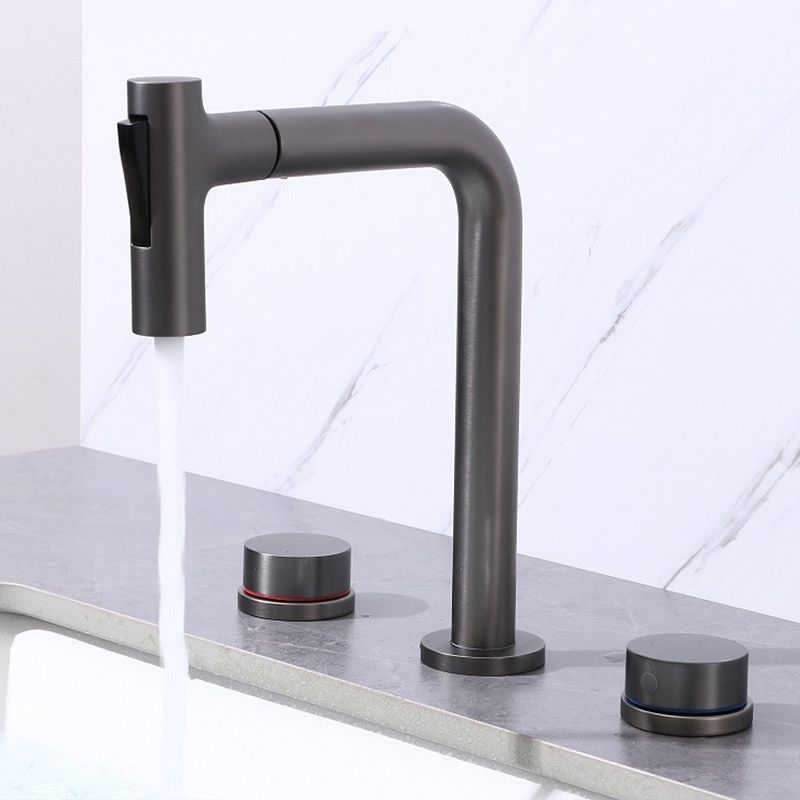 Widespread Bathroom Faucet Swivel Spout High-Arc with Pull Out Sprayer