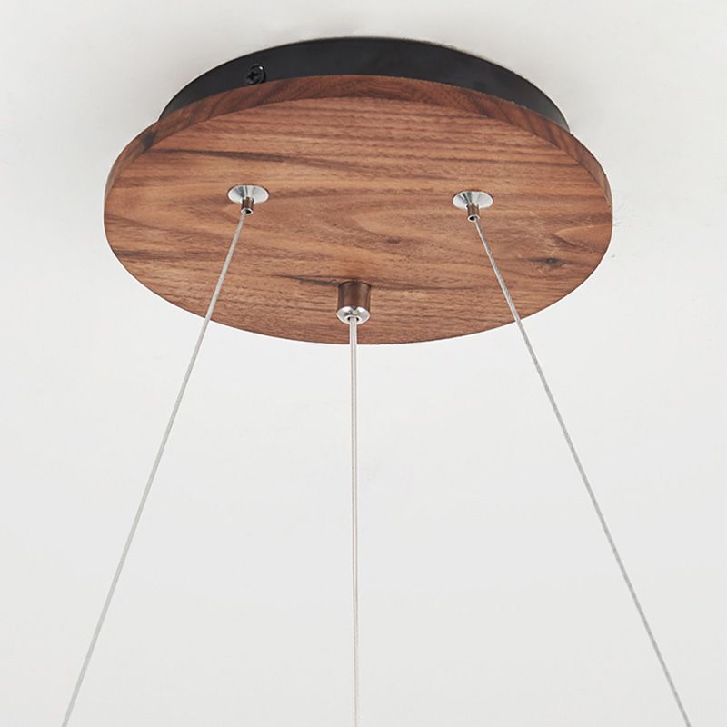 Contemporary Wood Hanging Light Fixtures Rounded Chandelier for Dining Room