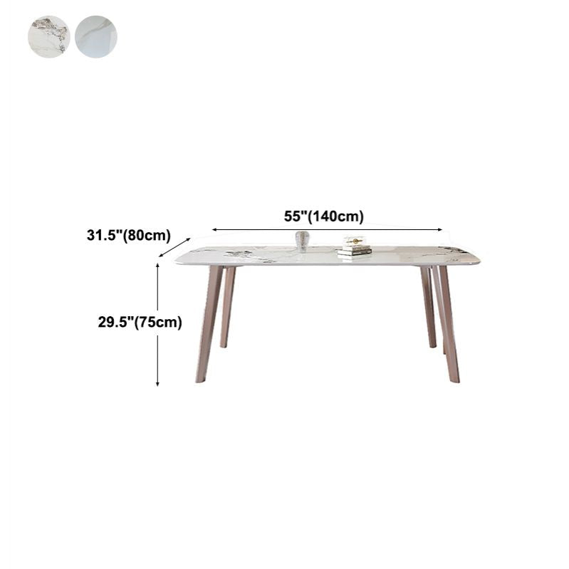 Rectangle Top Dining Table Modern Stone Dining Table with 4 Legs