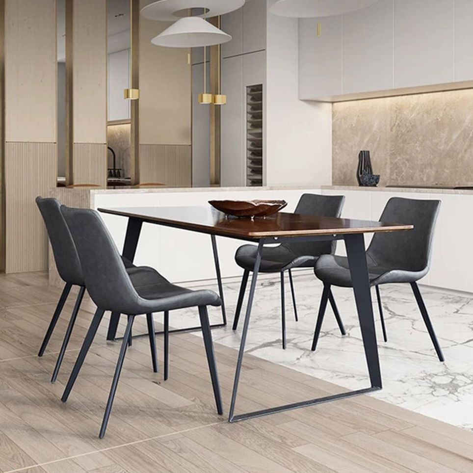 Contemporary Leather Hotel Side Chair Solid Back Matte Finish Dining Chair