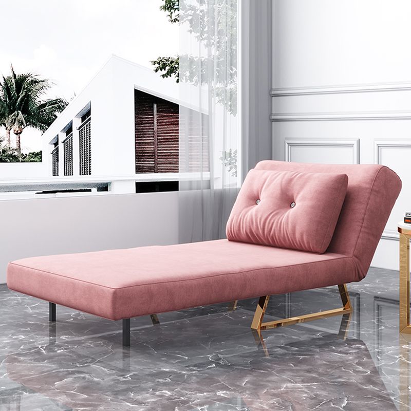 Glam Style Sled Convertible Chair Tufted Back Armless Chair in Pink