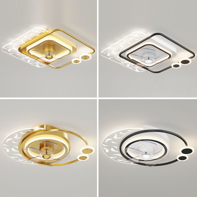 Minimalistische Feder Deckenlüfter Leuchte Acryl Wohnzimmer LED SEMI -MOG -Leuchte