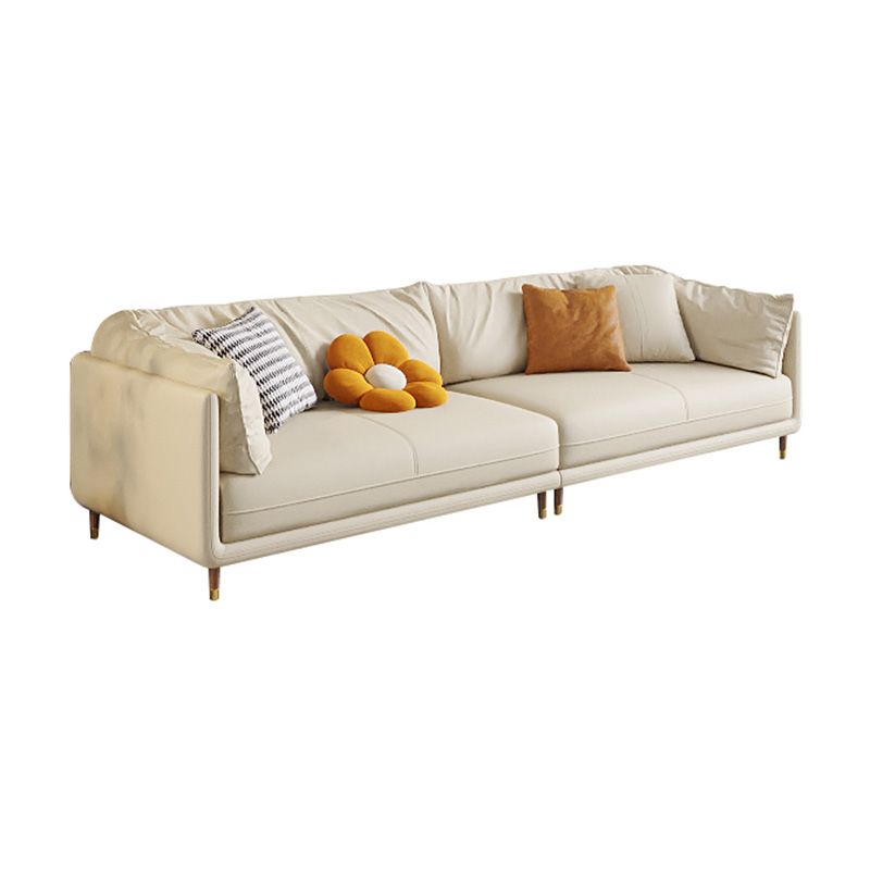 Stationary Genuine Leather Living Room Pillow Top Arm Modern Settee
