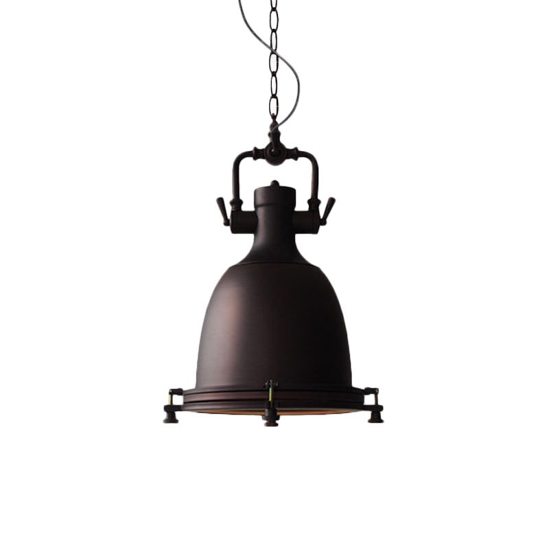 Matte Black Pot Pendant Ceiling Light Industrial Iron Single Dining Table Hanging Lamp Kit, 12.5"/16" Width