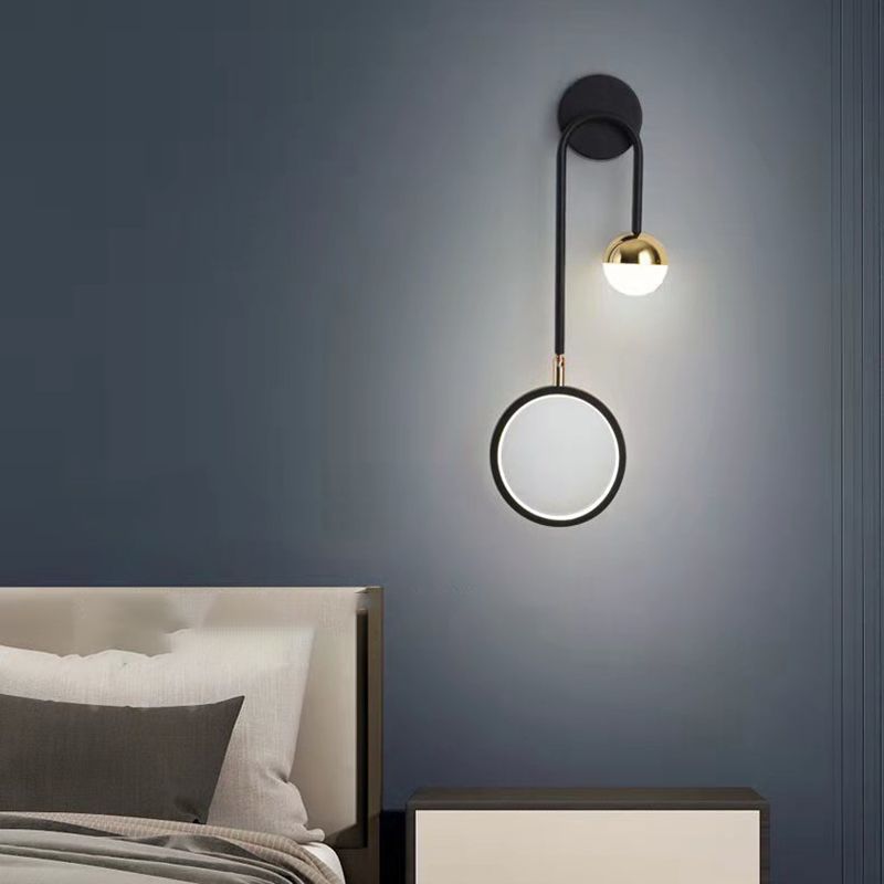 Globe Wall SCONCE Moderne wandlampen metaal 2 licht wandlamp in het zwart