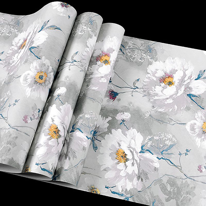 Hand Printed Floral Pattern Wallpaper Non-Woven 20.5"W x 33'L Wall Covering