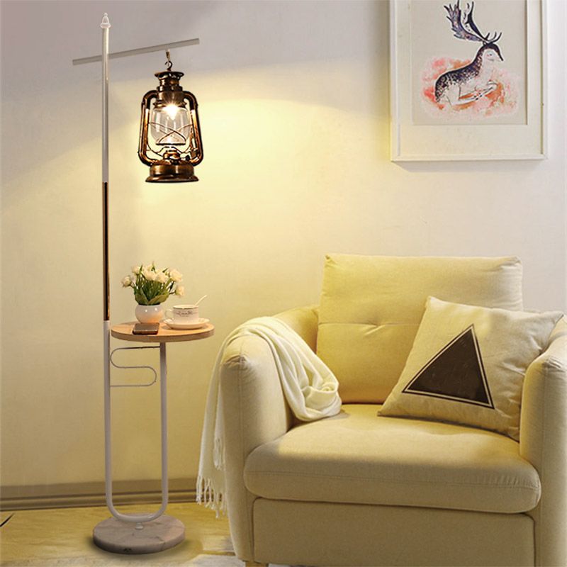 Lampada cherosene soggiorno pavimento leggero anticato vetro limpido limpido limpato nero/nero illuminazione