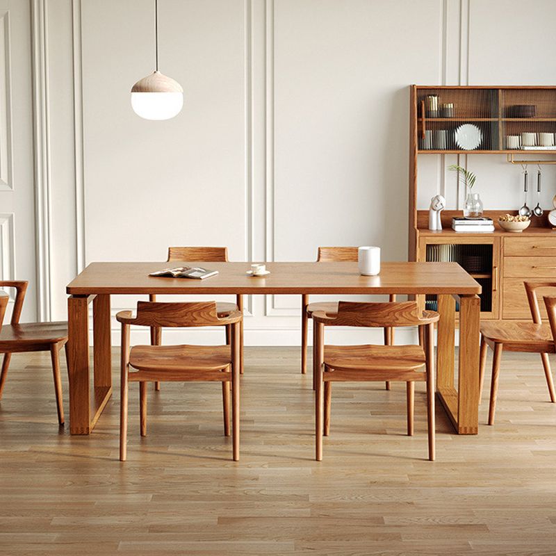 Glam Dining Wood Table Rectangle Table with Wooden Legs for Home Use
