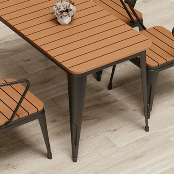 Modern Patio Dining Table Set 1/3/5 Pcs Iron Frame Patio Dining Table and Chairs in Black
