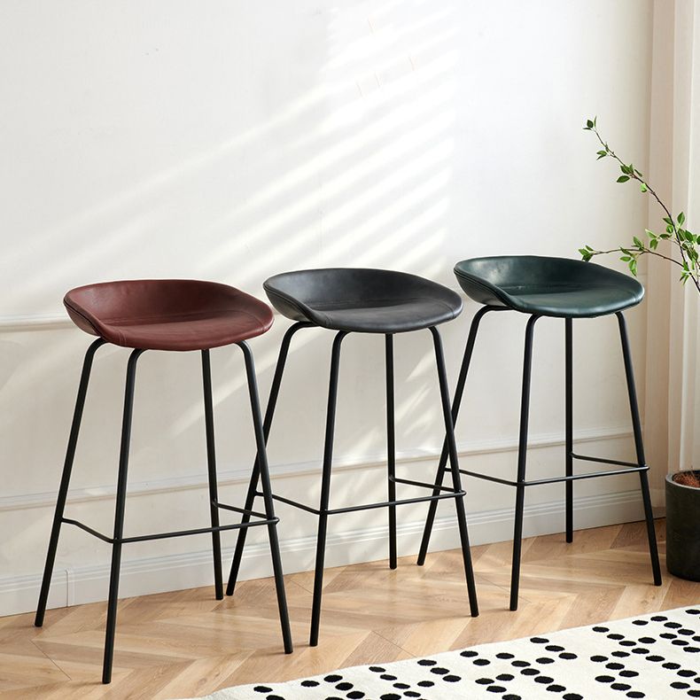 Contemporary PU Leather Bar-stool Bucket Seat Counter Bar Stool with Metal Legs