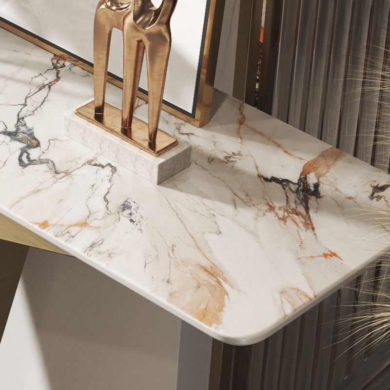 Rectangle Shape Contemporary Console Table Gold Stone Console Sofa Table