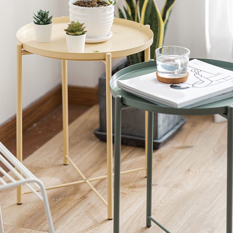 Scandinavian Living Room Round Sofa Side Table Metal Tray Top End Table