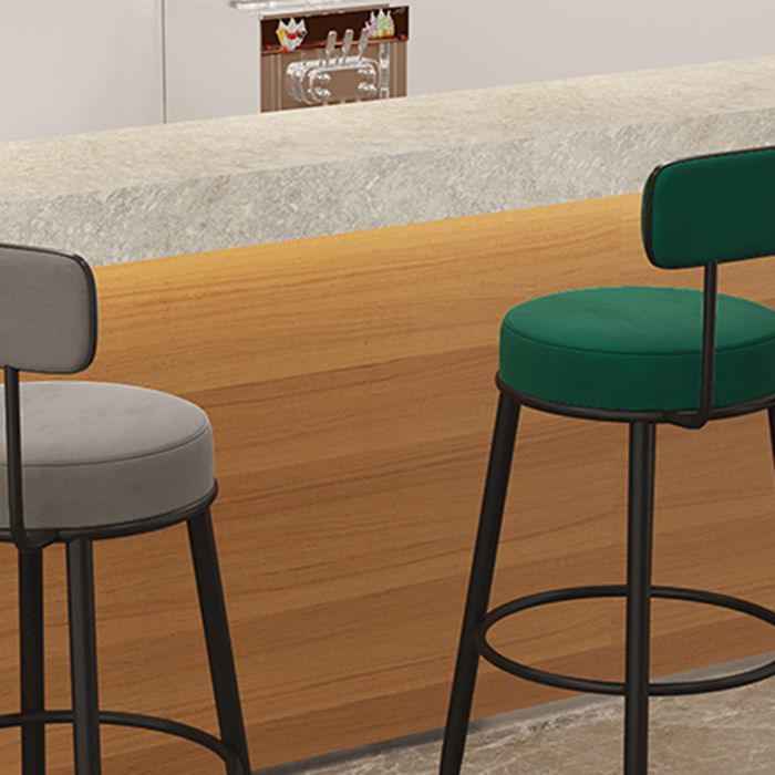 Modern Armless Backrest Counter Stool Iron Dining Room Bar Stool with Cushion and Pedal