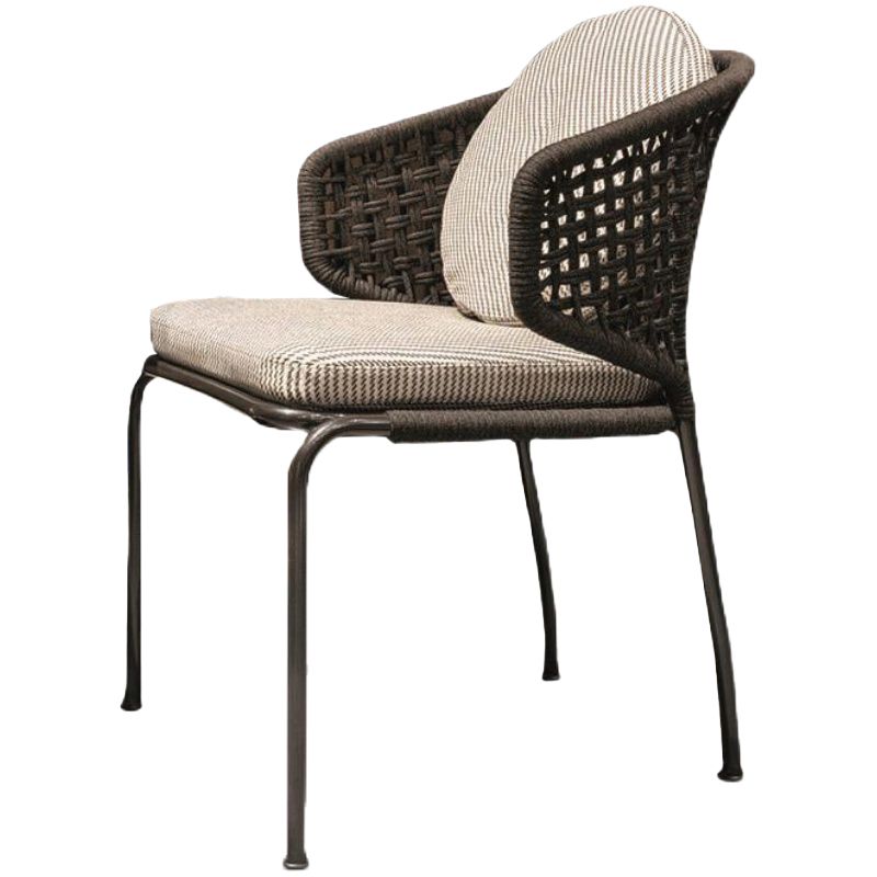 Rattan Outdoors Dining Chair Tropical Metal Armchair Dining Side Chair