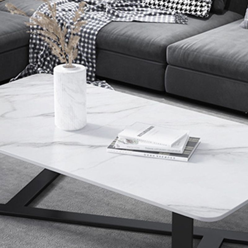 17"H Contemporary Coffee Table Single Slate Coffee Cocktail Table