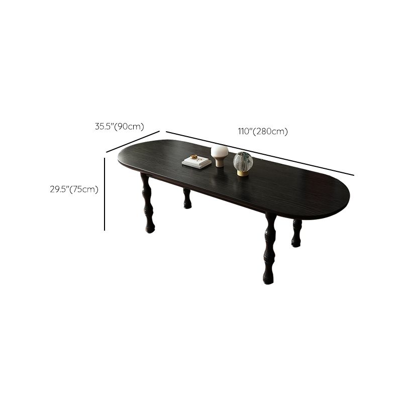 Modern Dining Room Dinner Table Wood 4 Legs Dining Table in Black