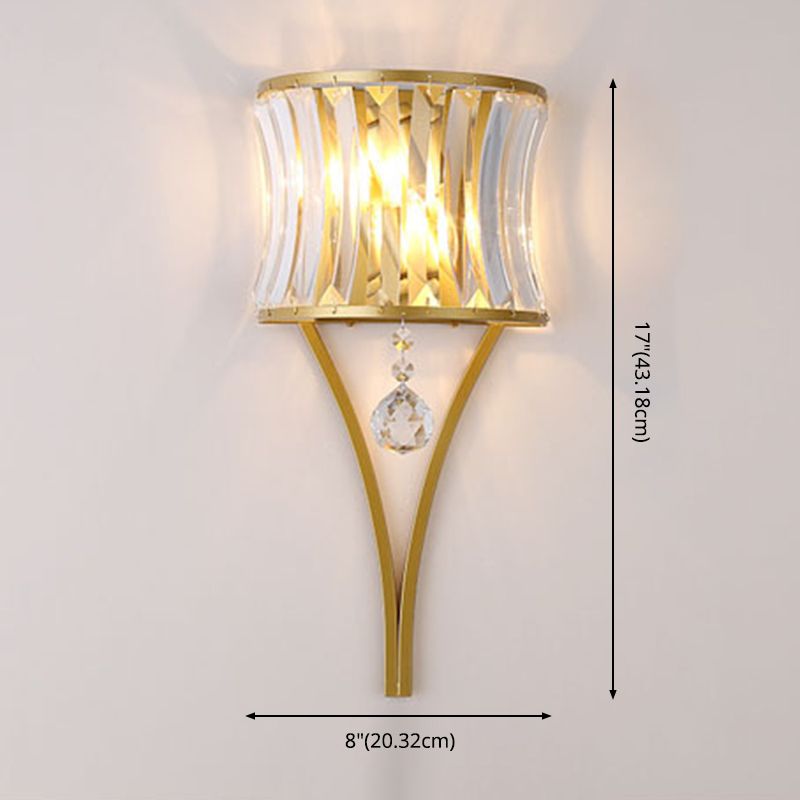 Lámpara de pared geométrica de cristal en moderna luz de pared de hierro forjado de estilo de lujo para espacios interiores