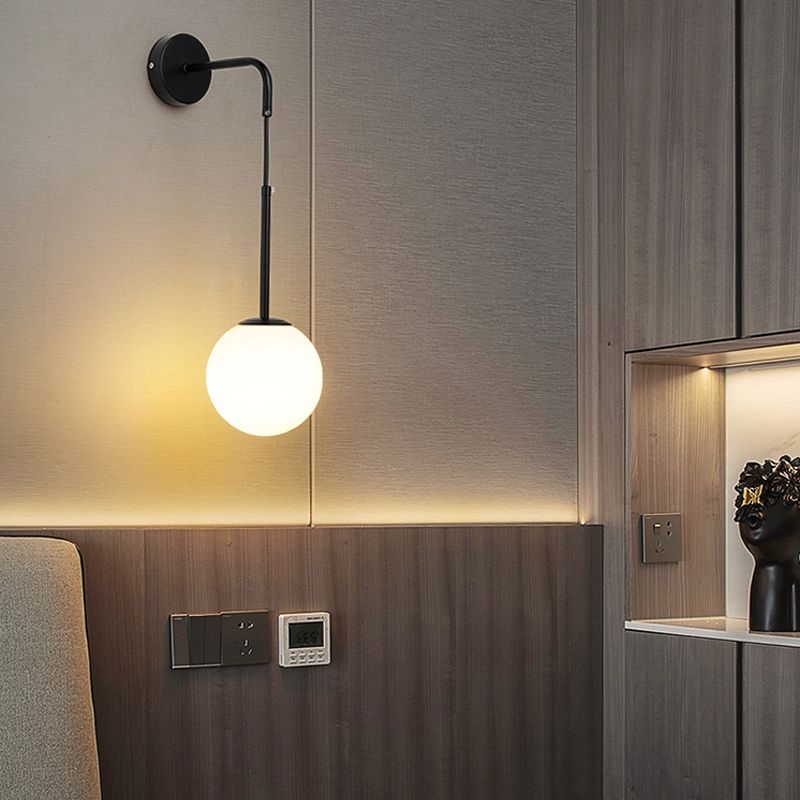 Glass Ball Shade Wall Lighting Modern Style Single Light Wall Mounted Light Fixture