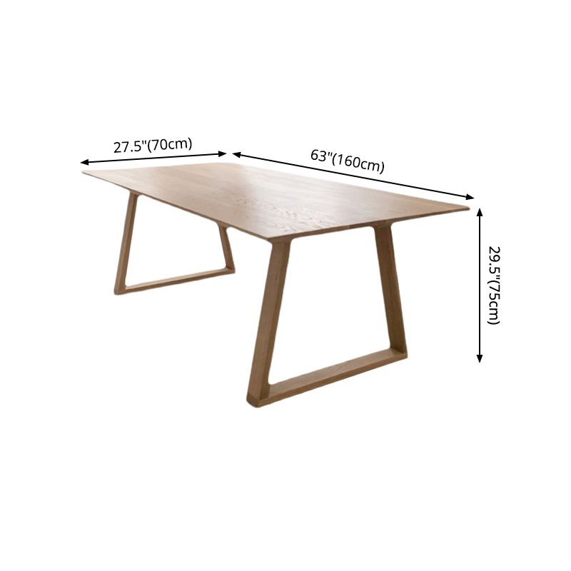 Mesa rectangular moderna de mediados de siglo, mesa fija de color madera con 4 patas