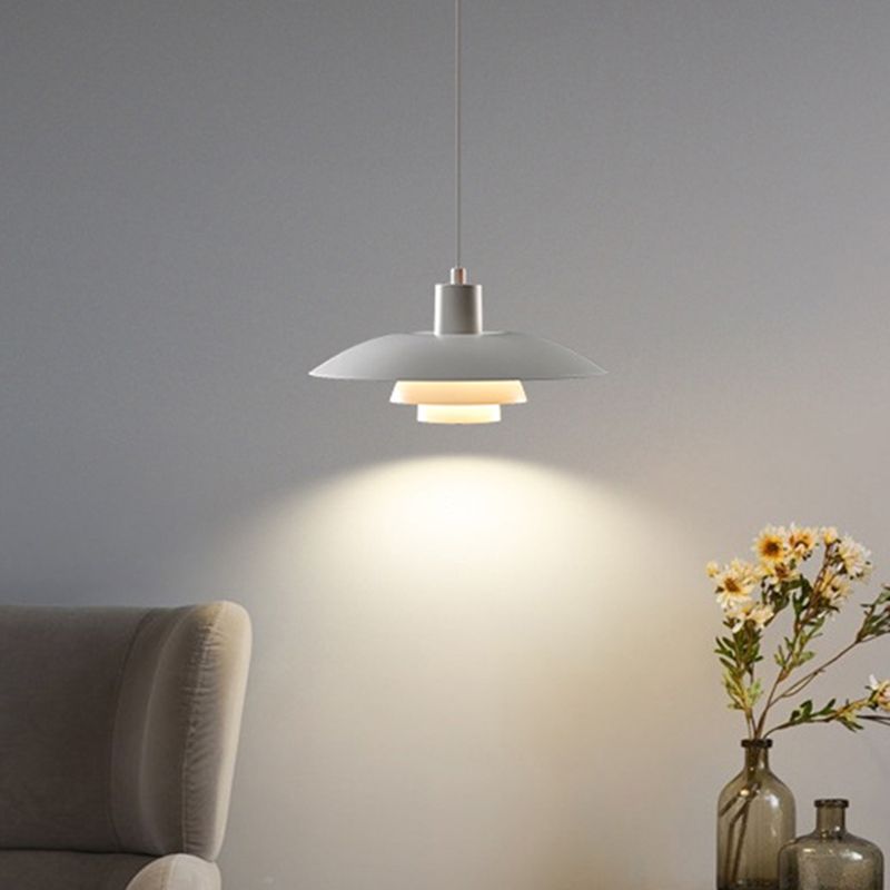 15 Inches Wide Nordic Style Simplicity Hanging Light Single Bulb UFO Shaped Creative Suspension Lamp in Pure White