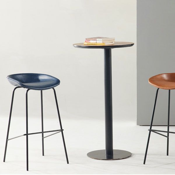 Contemporary Matte Finish Leather Barstool Low Back Coffee Shop Stool