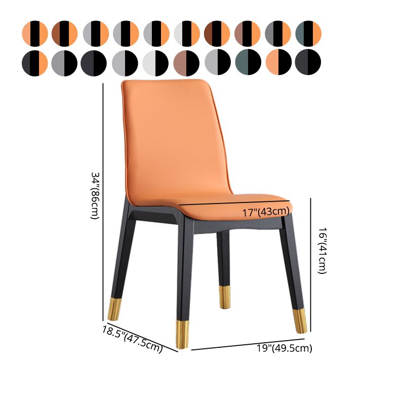 Scandinavian Indoor Side Chair Wood Upholstered Solid Back Single Dining Room Chair