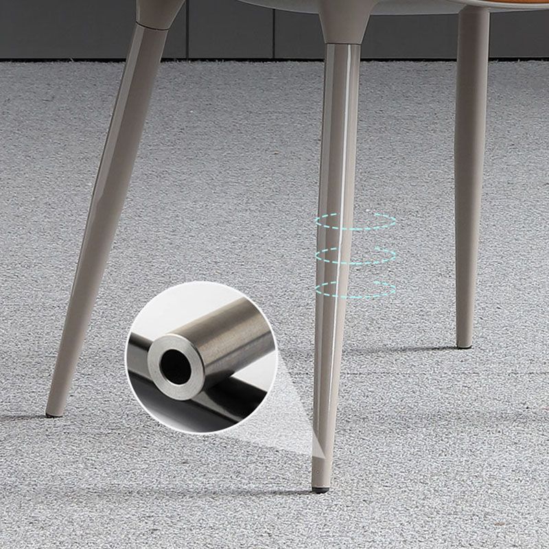 Silla de comedor de metal contemporáneo, sillas de comedor de cuero para uso doméstico