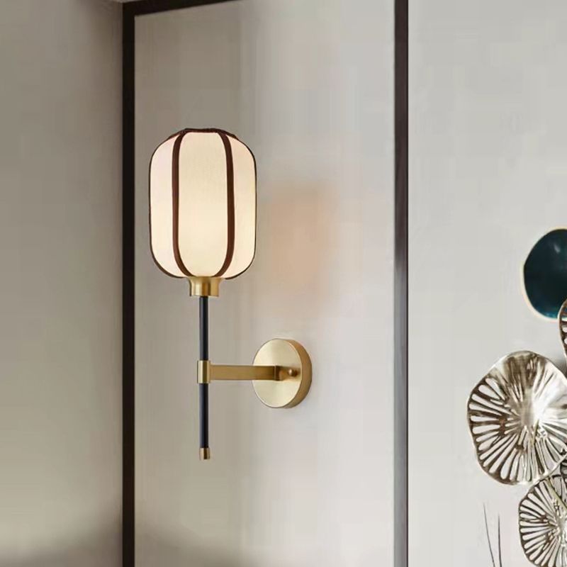 Geometric Modern Fabric 1 Light Wall Lighting Fixture in Gold