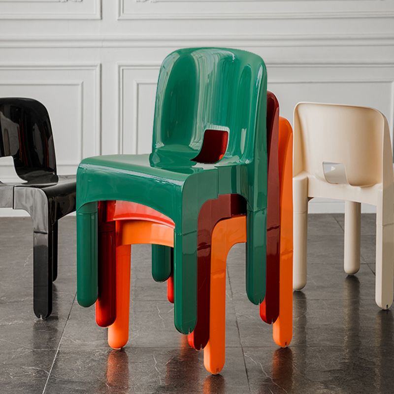 Modern Open Back Side Chair Plastic Indoor Armless Chair for Dining Room Bedroom