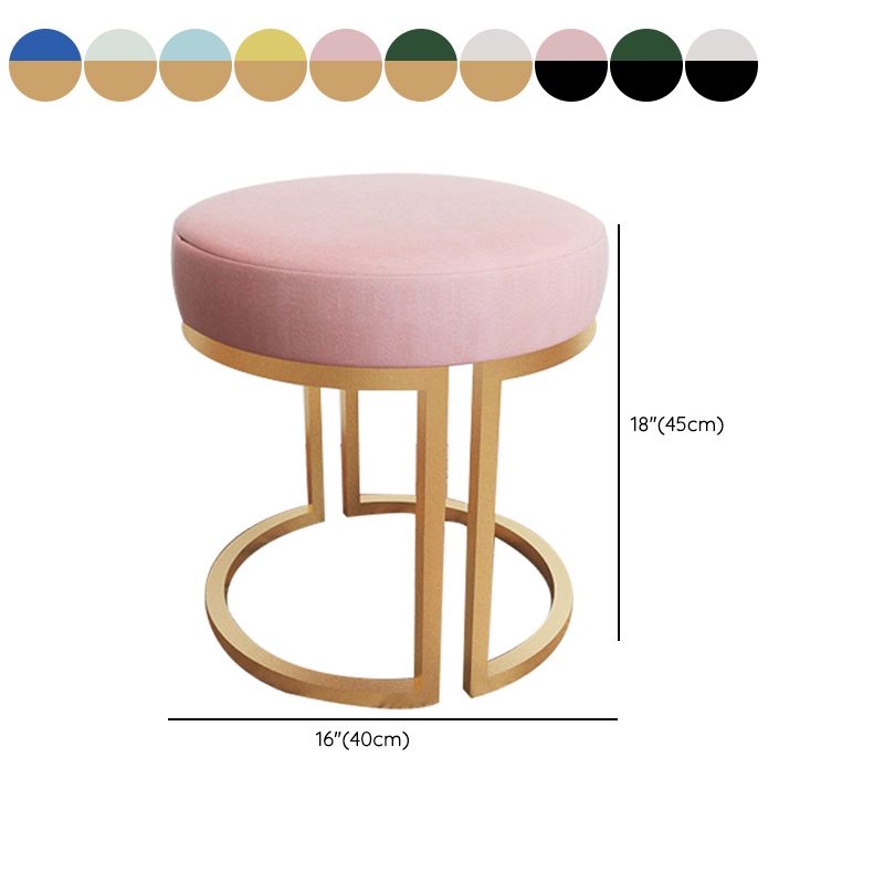 Solid Color Flannel Standard Stool Modern Style Simple Round Footstool