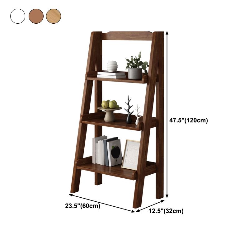 Contemporary Style Ladder Bookcase Wooden Vertical Book Shelf