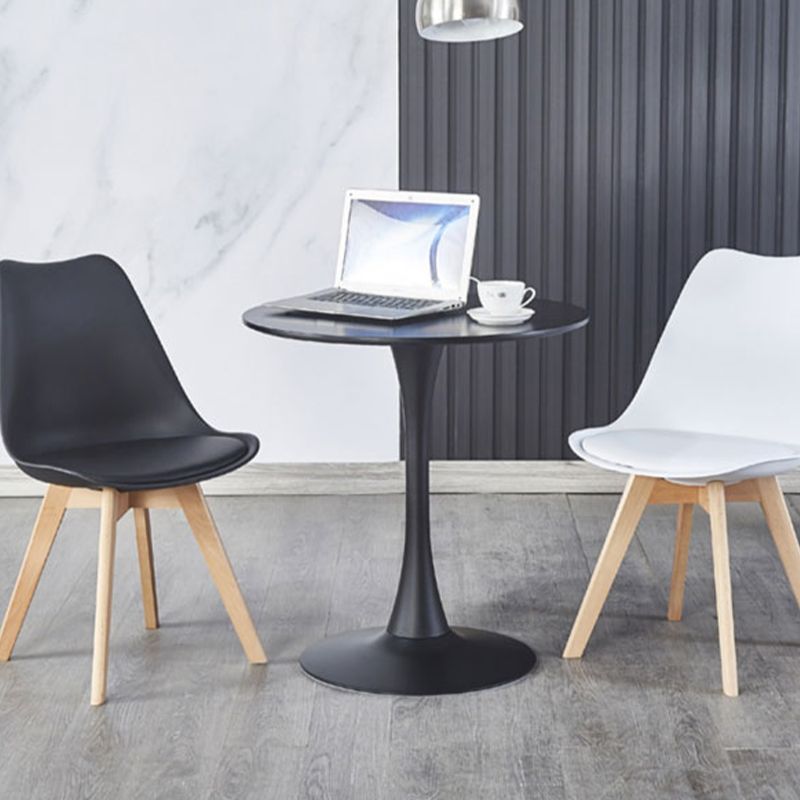 Modern Wood Table for Restaurant Round Table with Metal Pedestal