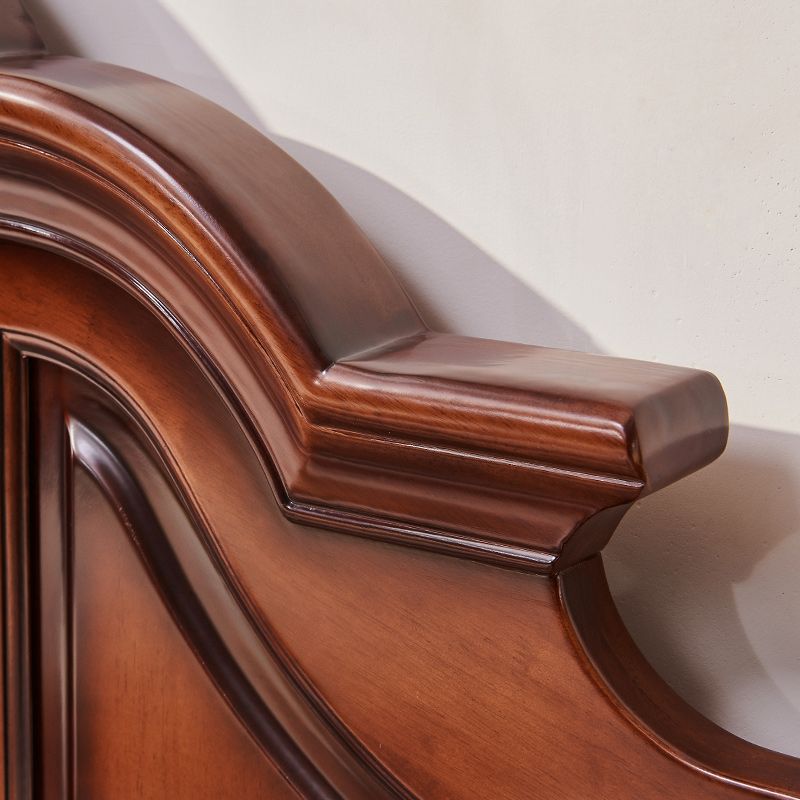 Traditional Solid Wood Panel Bed Brown Full Size Standard Bed with Storage