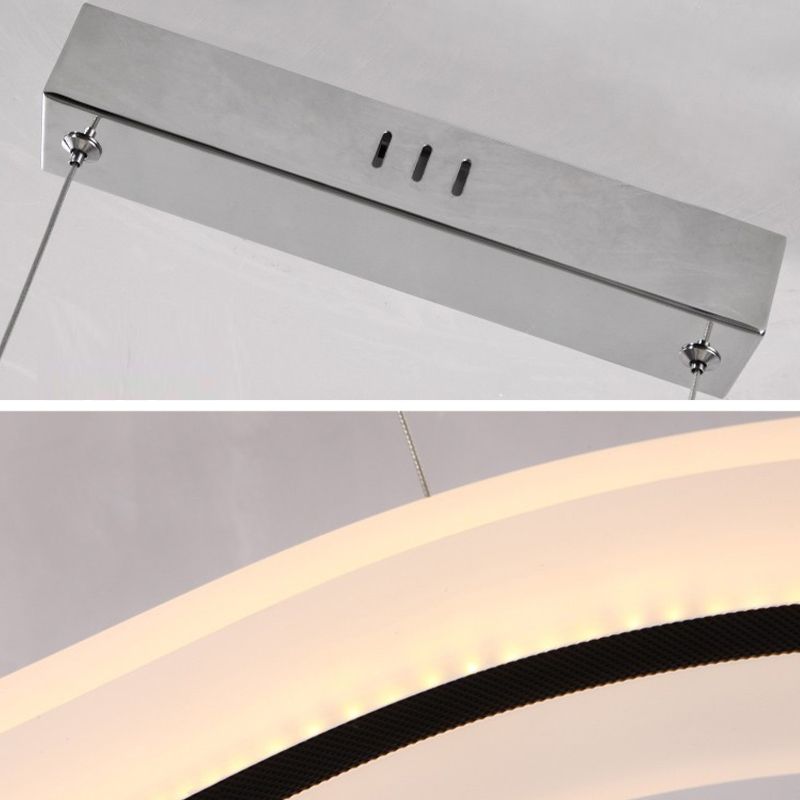 Single Modernism Silver Ceiling Light LED Kitchen Island Lighting for Foyer