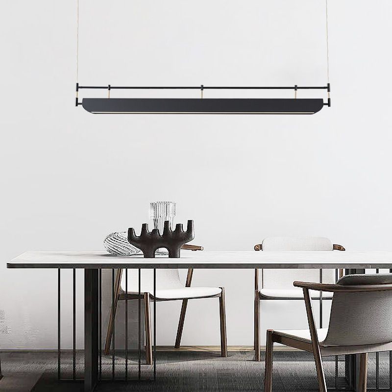 Black Modern Pendant Light Rectangle Shape Island Light with Acrylic Shade for Living Room