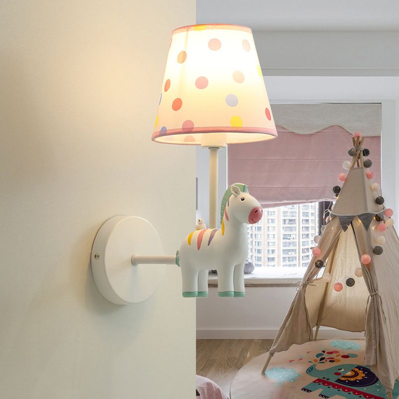 Lampada da parete zebra in resina Stile per bambini Lampada a parete singola con Empero Shade for Nursery
