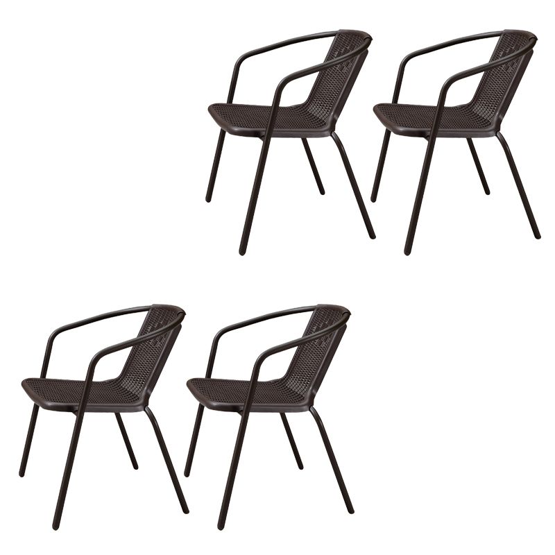 Tropical Brown Rattan Armed Chairs with Arm Patio Dining Chair