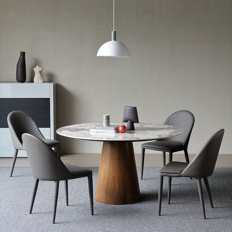 Modern Ashwood Dinette Set 1/3/4/5/7 Pieces Round Dining Table Set with Sintered Stone Top