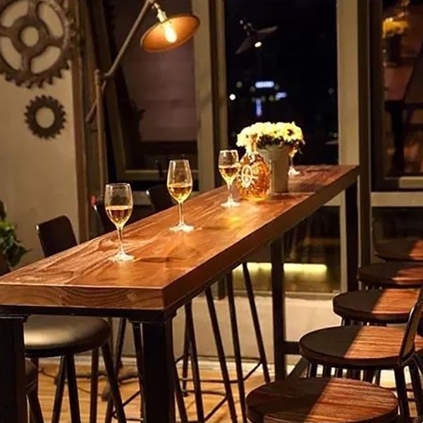 Industrial Rectangle Bar Height Table Solid Wood Bar Height Bistro Bar Desk