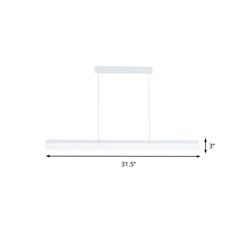 Black/White/Brown Linear Pendant Lighting Minimalist Metal LED Hanging Light in Warm/White/Natural, 31.5"/39"/47" Wide