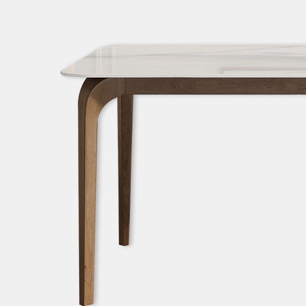 Mesa de comedor industrial rectangular Mesa blanca fija con piedra sinterizada