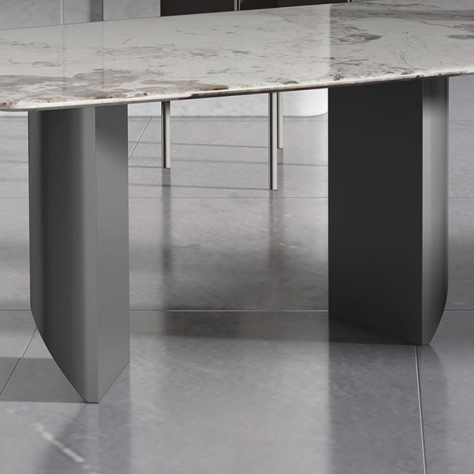 Sintered Stone Top Rechtecktisch für Restaurant Moderner Esstisch mit Doppelpodest