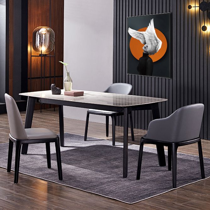 Modern Ash Wood Dinette Set 1/2/4/5/7 Pieces Dining Table Set with Grey Sintered Stone Top