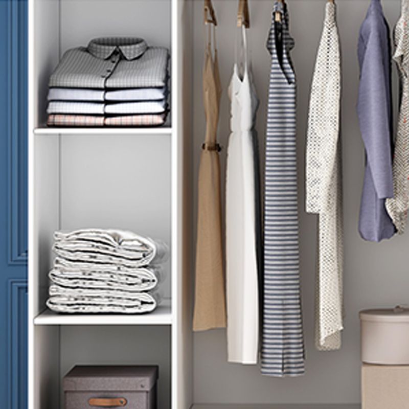 White Engineered Wood Wardrobe Modern Style Cabinet with Drawer