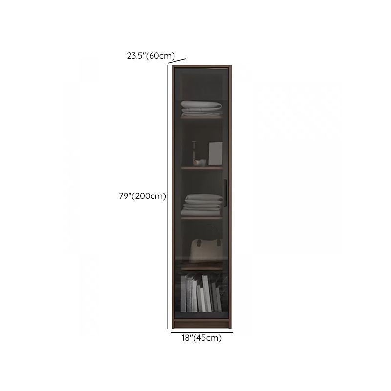 Brown Wood Wardrobe Armoire Modern Freestanding Wardrobe with Self Close Drawers