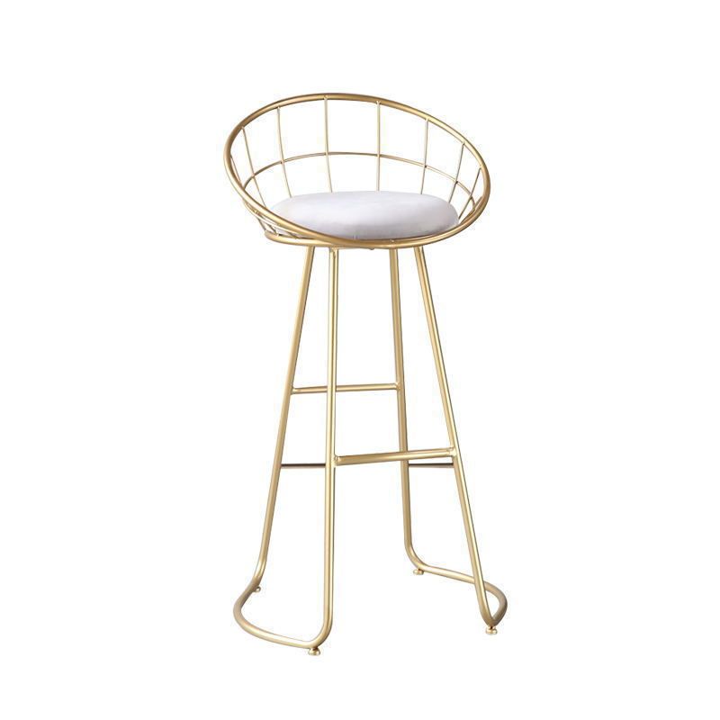 Glam Metal Bar and Counter Stool Low Back Stool with Gold Sled Base