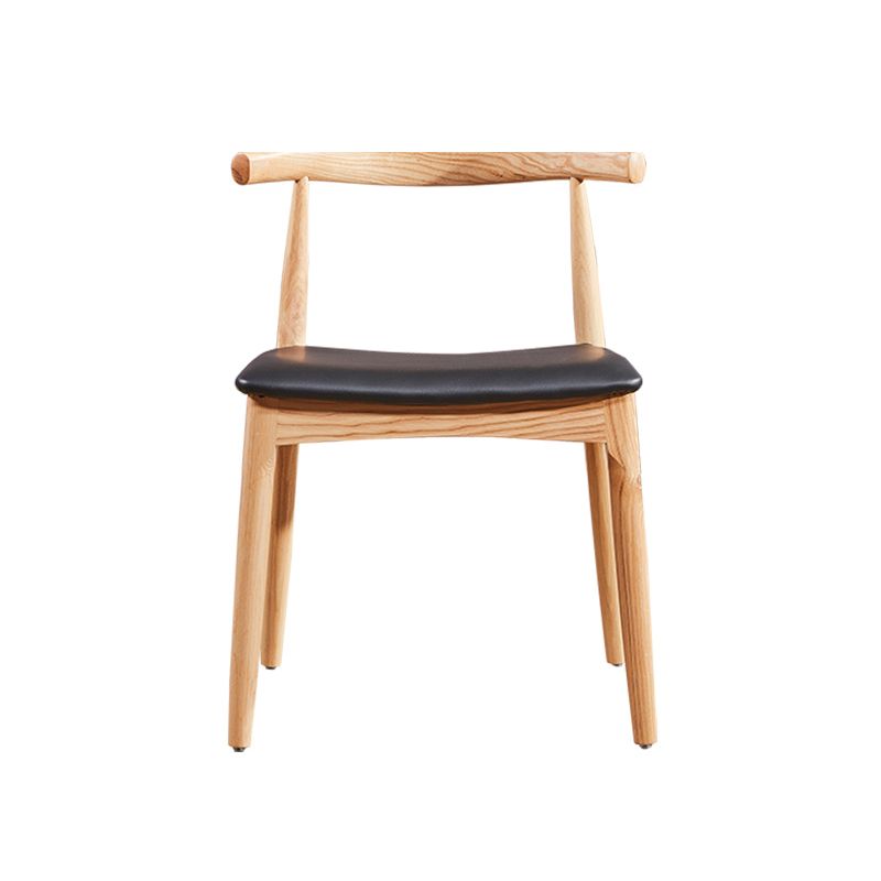 Contemporary Style Real Leather Dining Chairs Open Back Dining Side Chair