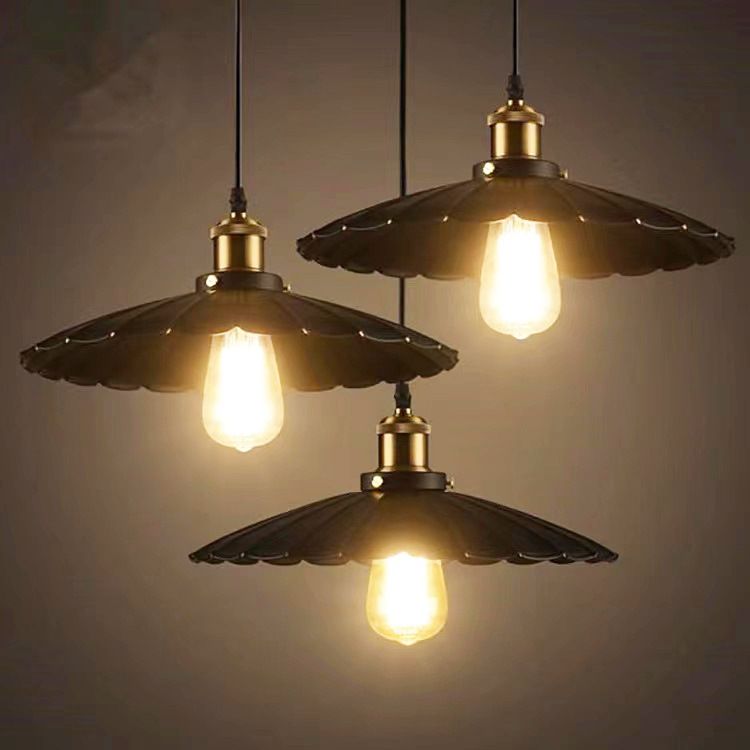 Classico industriale Classico a pendente singolo Light Ferro Smaloped Lampada sospesa in nero